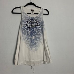Harley Davidson white tie back tank top